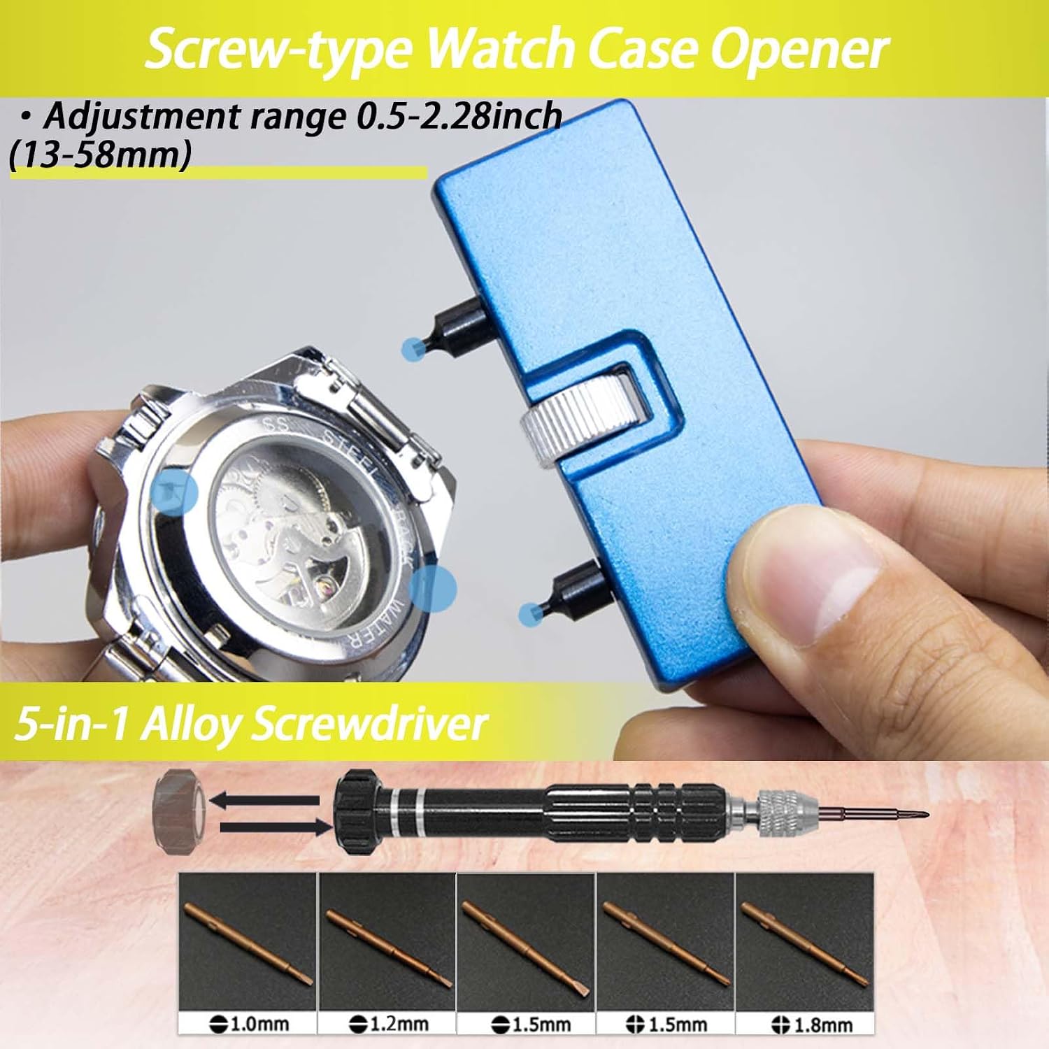 Watch Repair Kit, GLDCAPA Watch Press Tool Set, Watch Case Opener, Watch Battery Replacement, Watch Band Replacement Tool, Watch Repair Screwdriver, Watch Back Remover Holder, Spring Bar, Tweezers
