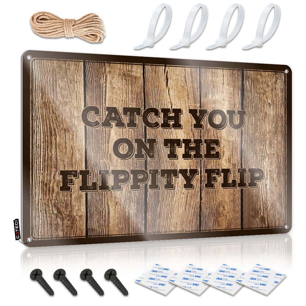 KLIMORA Whiskey Signs For Home Bar Catch You On The Flippity Flip Sign Cave Door Sign Funny Home Bar Signs(30X40CM)