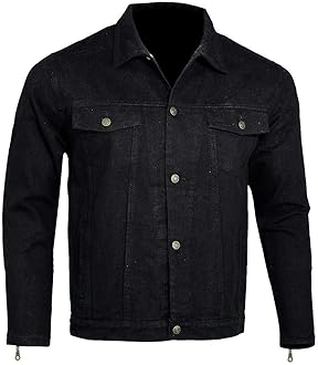 Unisex Dj401blk-l Bikers Gear Australia Kevlar Lined Denim Jacket Biker Jacket with Removable CE Protectors De, Black, L UK