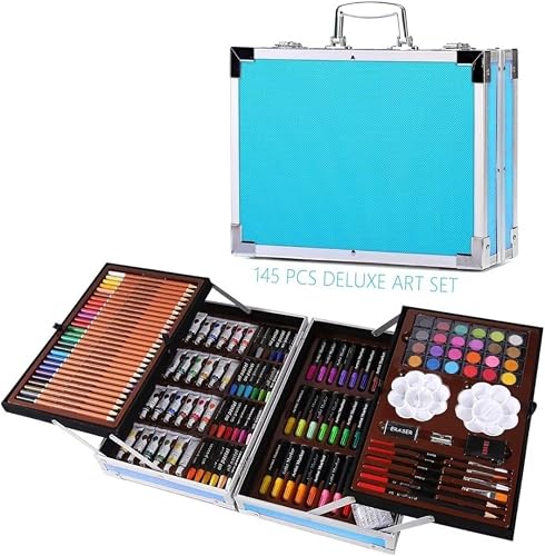 MEGA So - 145 Piece Deluxe Professional Art Set, Sketching & Colouring Case, Variety of Supplies for Beginners and Artists