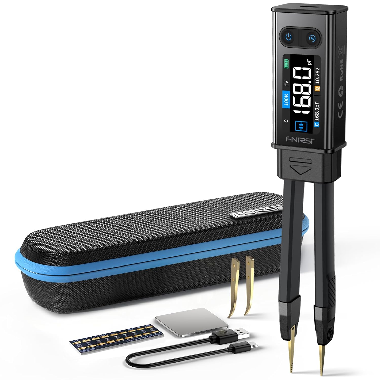 FNIRSI LCR-ST2 100kHz LCR ESR Meter Tweezer, SMD Component Tester, Auto Sort Compare, Resistor, Inductor, Diode, Capacitor Tester, Measures Voltage, Continuity, Full-Band Scan, Series/Parallel Mode