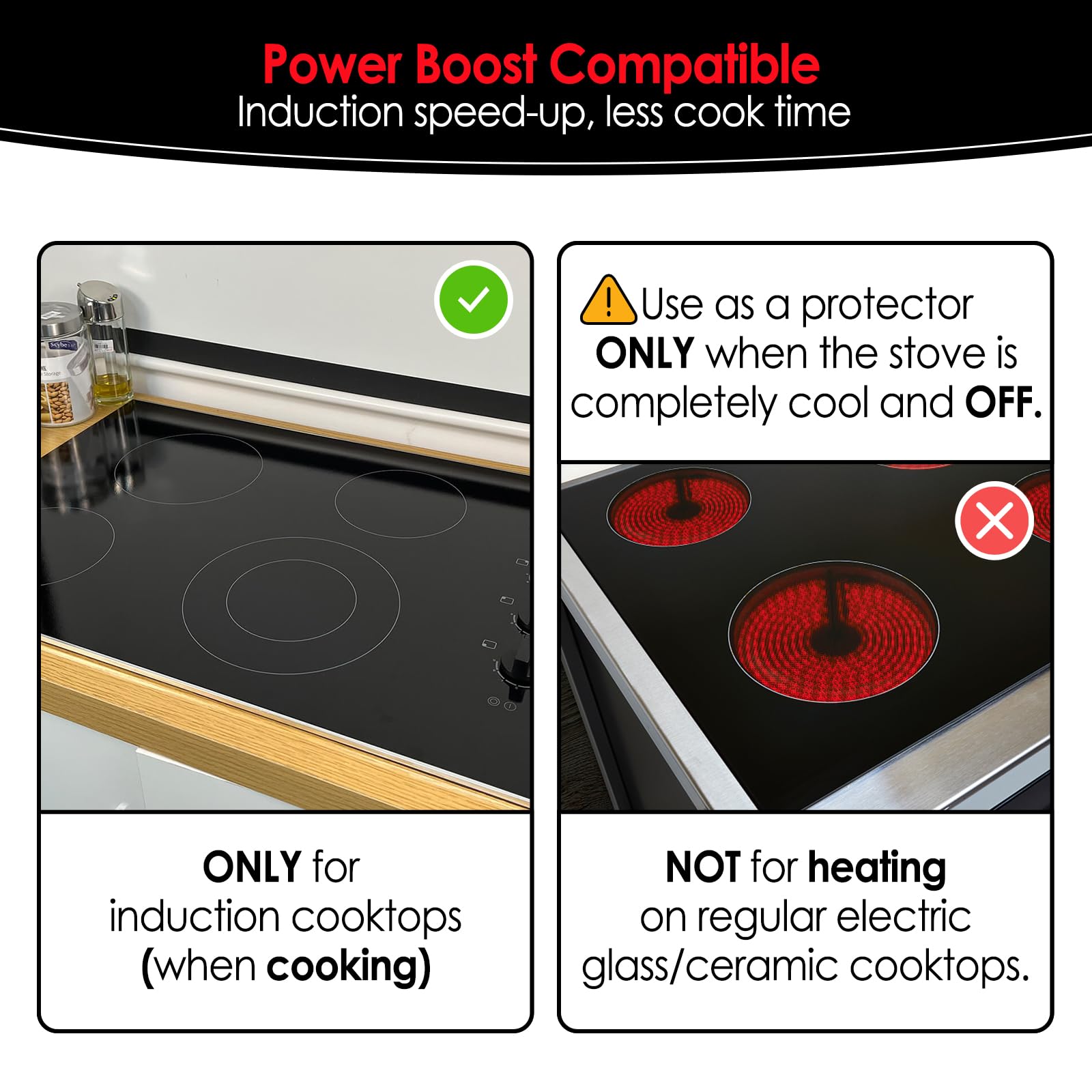 KitchenRaku Neu Upgegradet Induktionsmatte 61x53cm,Herdabdeckplatte, Herdplatten Abdeckungen,Kochfeld Abdeckung | Herdabdeckung Induktionsfeld | 300°C (572°F) hitzebeständi | Power Boost kompatibel