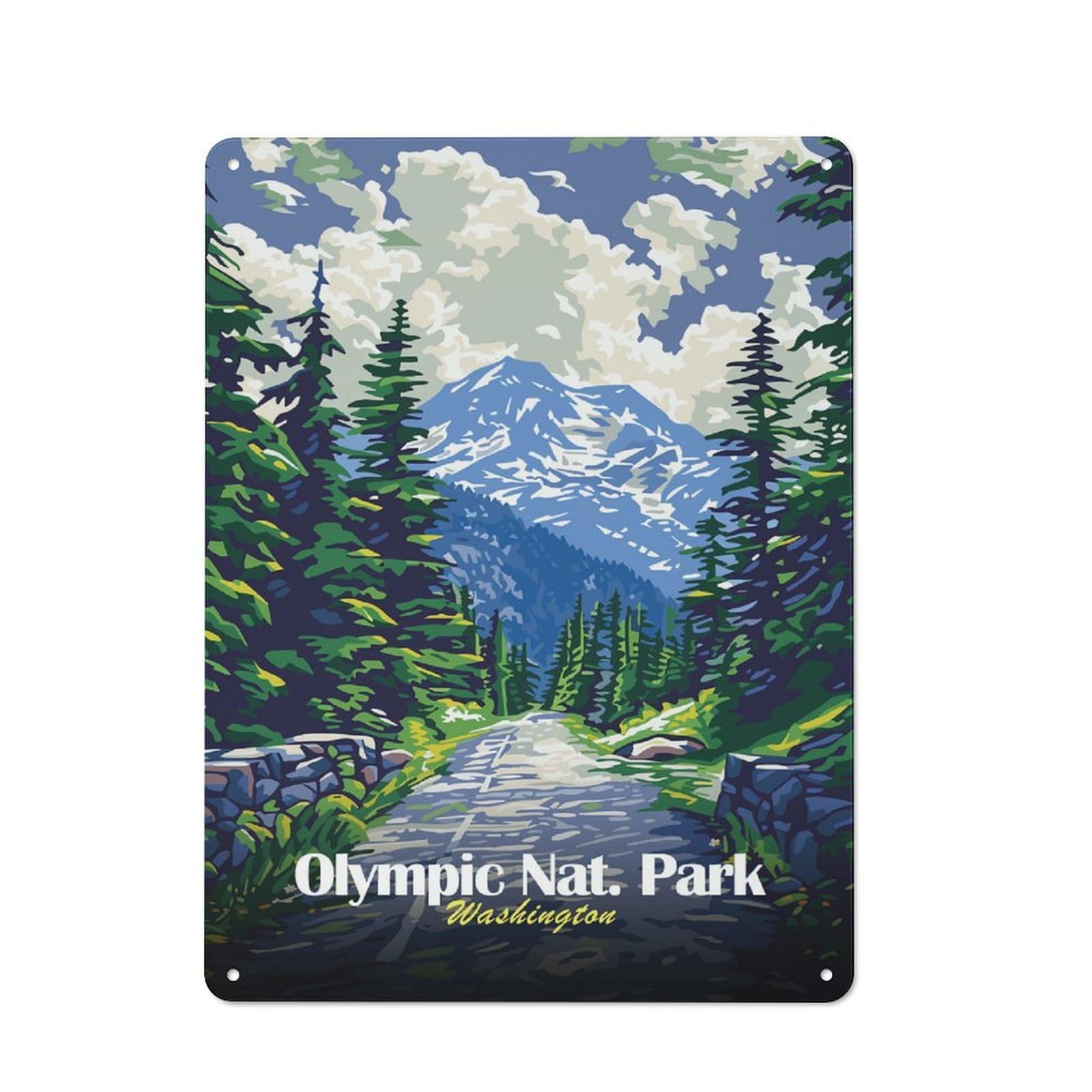 Junmoney Style-4 Olympic National Park Washington Tin Sign 40X30cm, Creative Studio Wall Plaque For Hobby Room, Office, Lounge Or Living Room