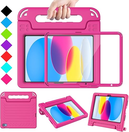 TIRIN Funda para dispositivo eléctrico portátil para iPad de 10.9 pulgadas 2022, funda rosa con protector de pantalla integrado, soporte ligero a