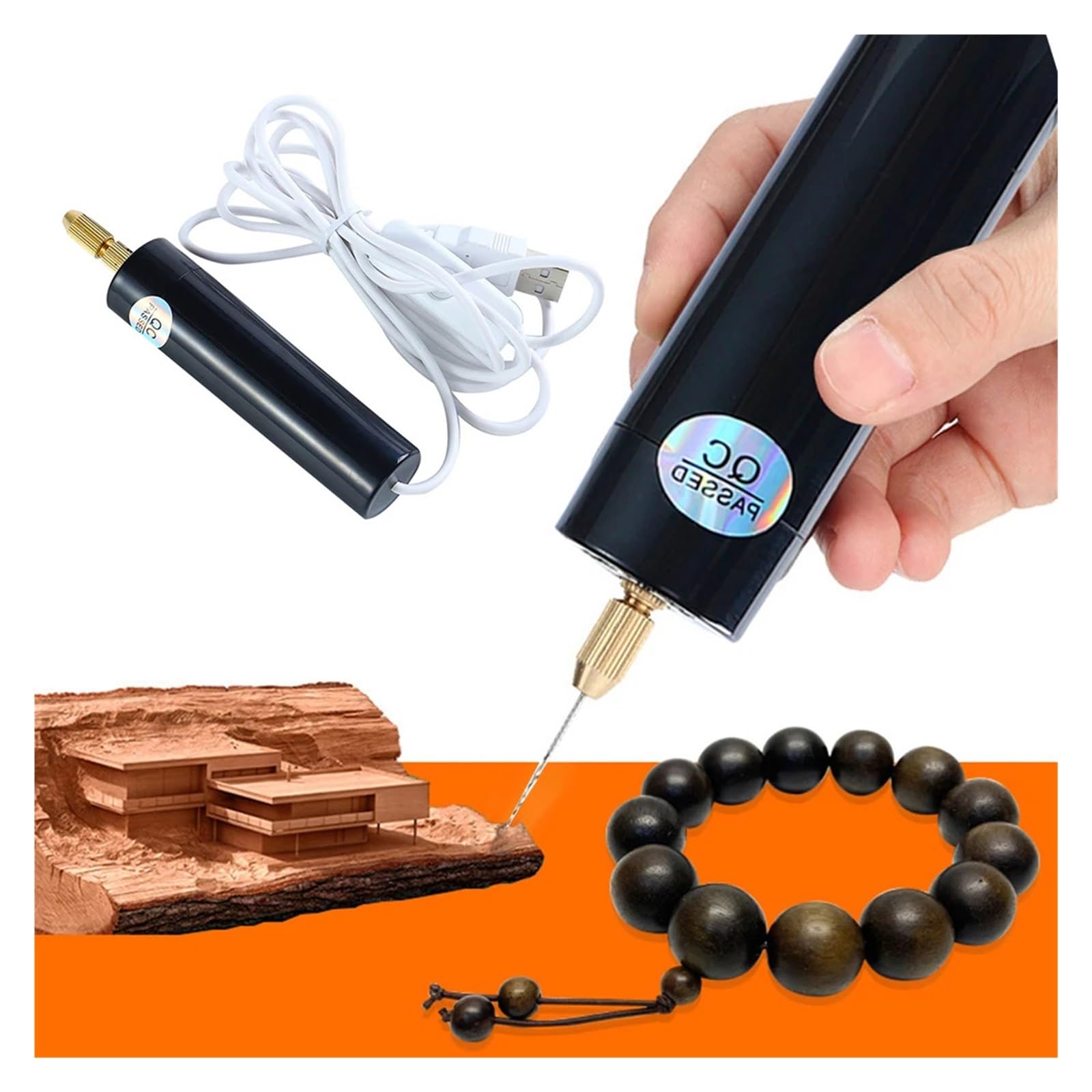Kit D'Outils Pour Stylo à Graver Mini Perceuse Électrique USB, Stylo De Gravure Portable, Stylo De Gravure Rotatif, Kit De Graveur Électrique For La Sculpture De Bijoux, Bricolage(6 Drill Bits Set)