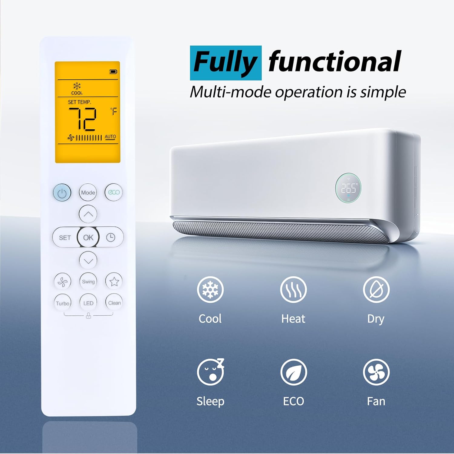 ZWP Remote Control LED display showing temperature and mode