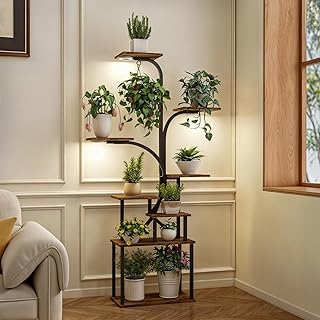 Apicizon 8-Tier Plant Stand Indoor with LED Grow Lights - Sturdy Shelf f...