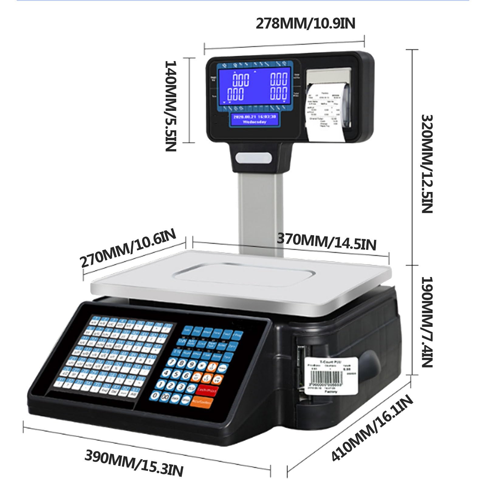 Cyfrowa waga do drukowania etykiet cenowych waga kontrolna obliczenia detaliczne kod kreskowy druk dwustronny LCD podwójny wyświetlacz do ważenia produktów spożywczych mięsa, pojemność 29,9 kg