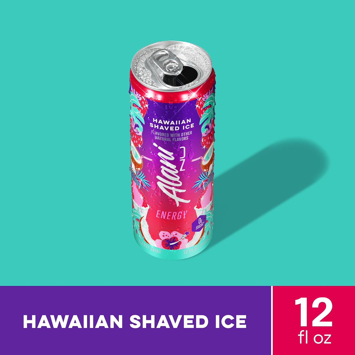 Alani Nu HAWAIIAN SHAVED ICE, Sugar Free, Low Calorie Energy Drinks, 200mg Caffeine, Biotin, B Vitamins, Zero Sugar, 10 Calories, 12 Fl Oz Cans, 12 Pack