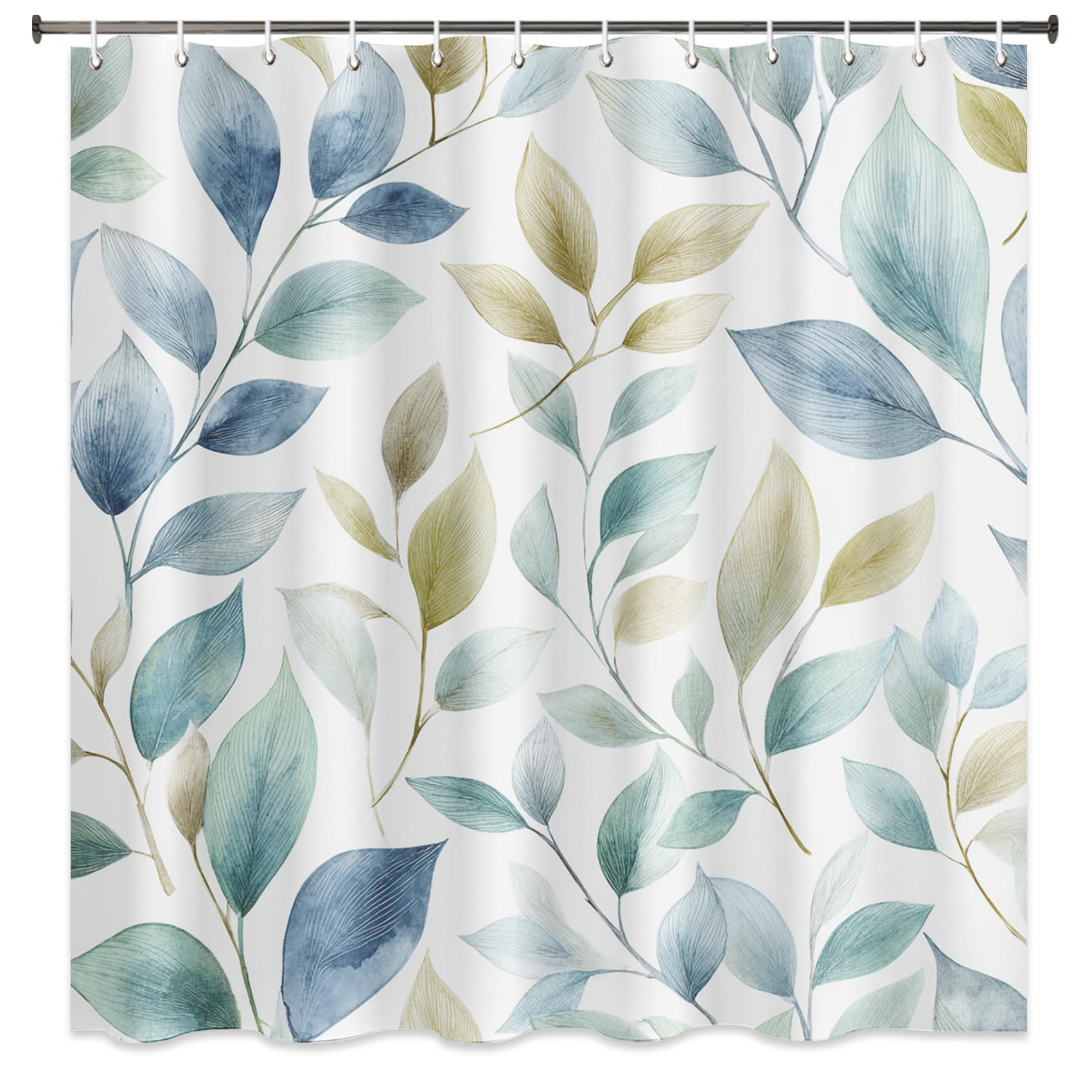 Rideau de baignoire aquarelle plante pour créer une ambiance spa naturelle et relaxante