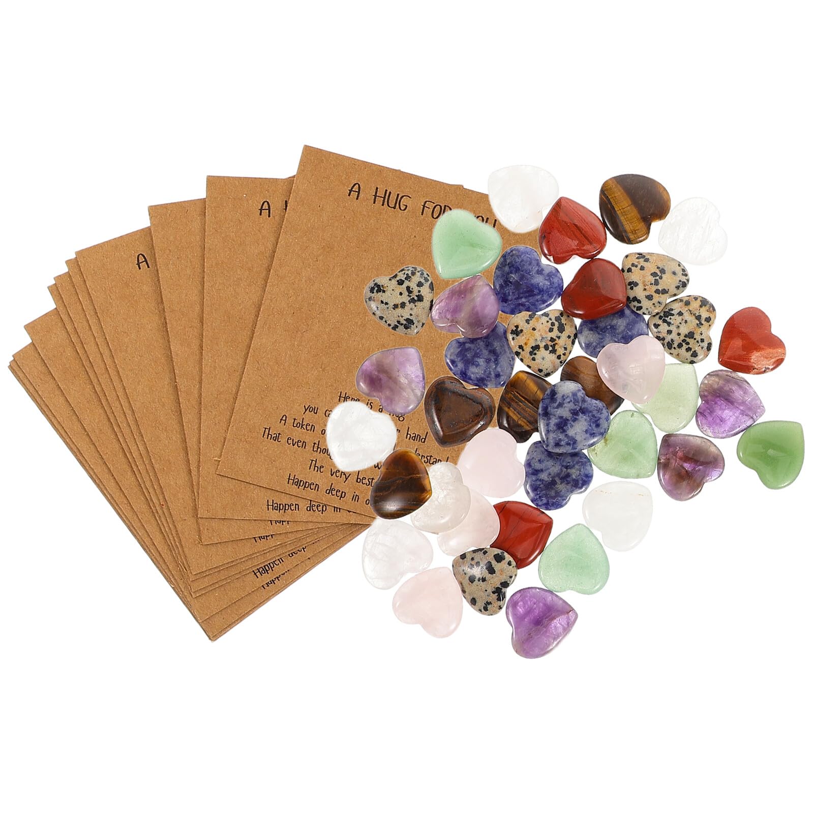 Alipis Biglietti D’Auguri con Pietre Naturali a Forma di Cuore 2Cm Set da 40 Pezzi per Festa degli Innamorati e Compleanni Carta Resistente per Scambio Regalo e Decorazioni Romantiche