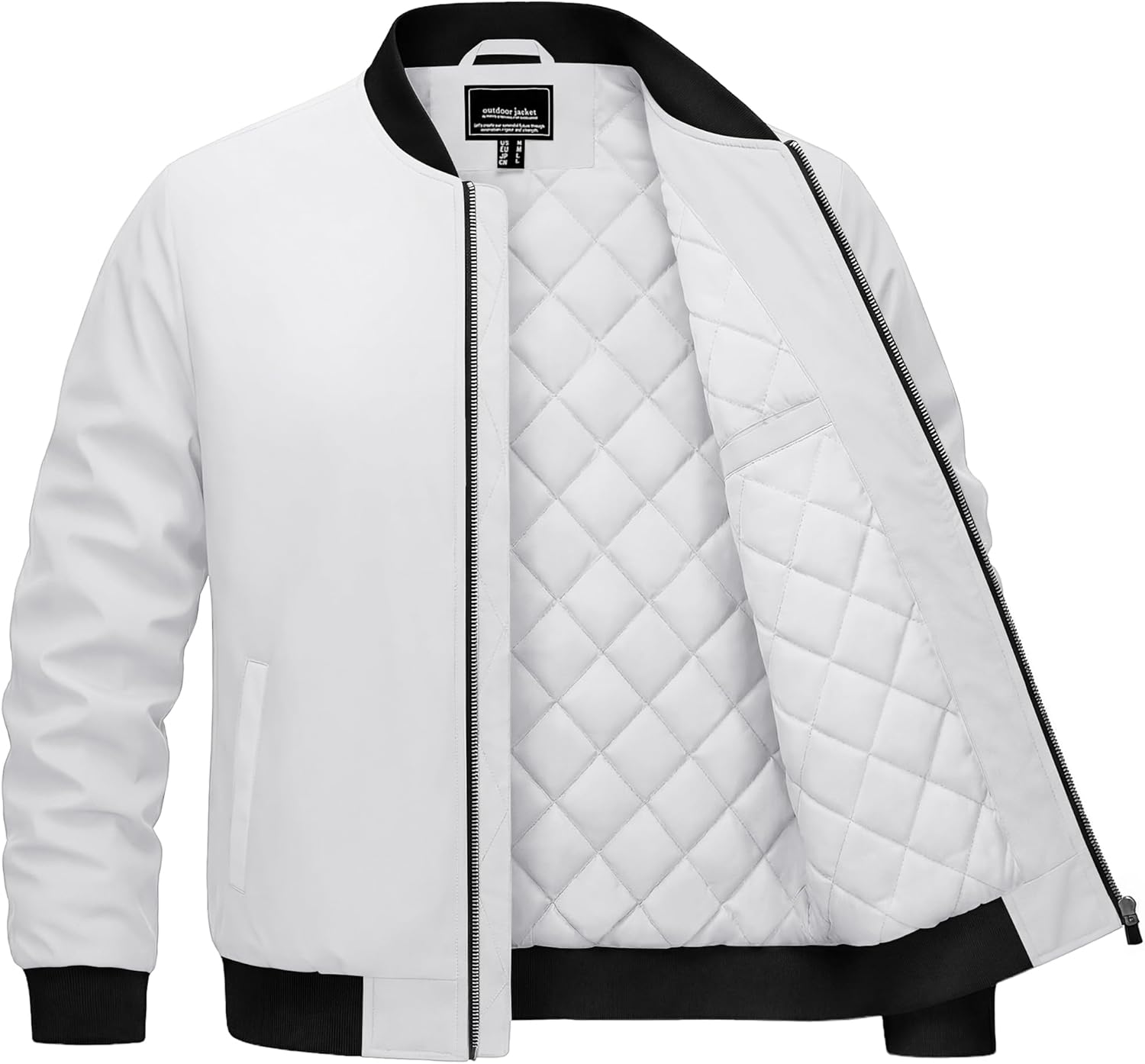 Cotrasen Men's Bomber Jacket Fall Winter Warm Windbreaker Full Zip Windproof Casual Padded Coats