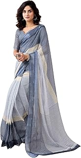 siril Women's Printed Cotton Linen One Minute Ready to Wear Saree with Pocket & Unstitched Blouse Piece-picture-33