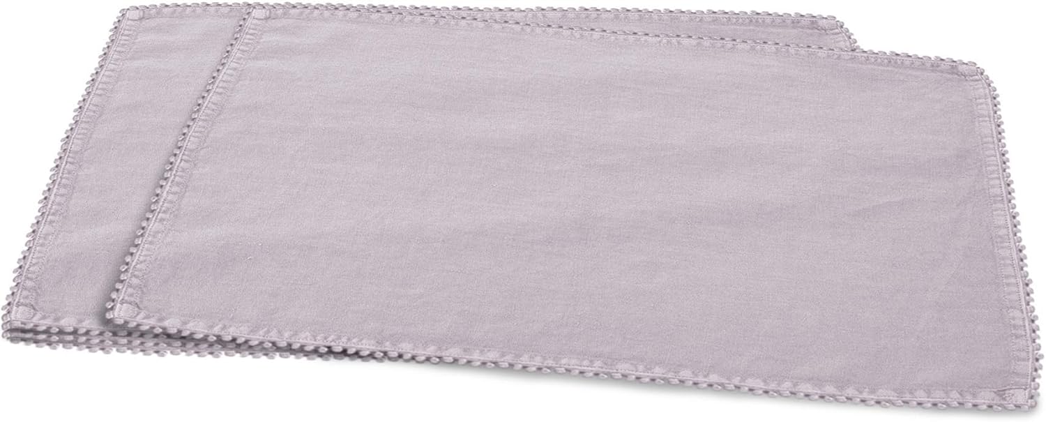 SARO LIFESTYLE 15062.LV1420B Pomponin Collection Pom Design Placemats (Set of 4), 14" x 20" Lavender