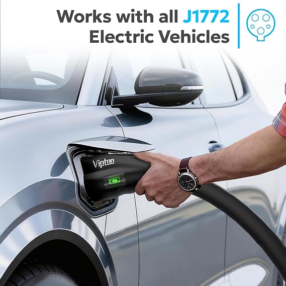 VIPTOO Tesla to J1772 Adapter 60A 250V AC NACS EV Charging Connector with Charging Status Display for Tesla Wall/Destination/Mobile Charger, Fast & Safe Charging (Black)