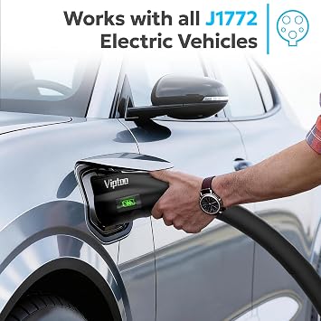 VIPTOO Tesla to J1772 Adapter 60A 250V AC NACS EV Charging Connector with Charging Status Display for Tesla Wall/Destination/Mobile Charger, Fast & Safe Charging (Black)