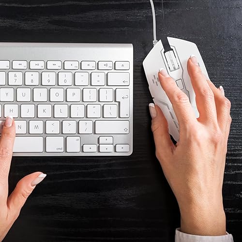 Miniatura 6 de USB Wired Gaming Mouse for Laptop and Pc, Silent 6-Button Mechanical Mouse with RGB Lighting, White Color, USB Gaming Peripheral for Computer