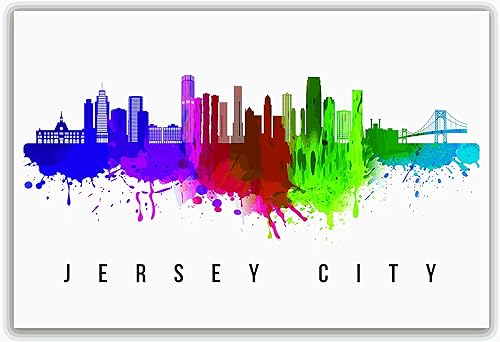 Miniatura 4 de Póster de Jersey City Skyline New Jersey, pintura de paisaje urbano de Nueva Jersey, póster de la ciudad de Jersey Nueva Jersey, impresión de