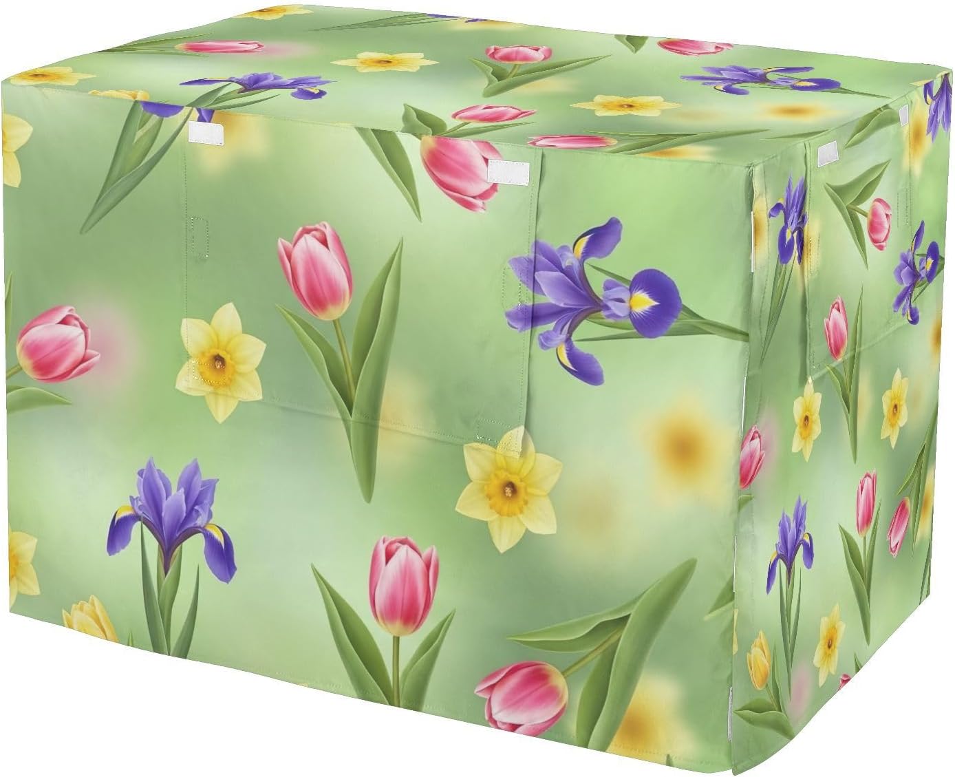 Spring Flowers Green Dog Crate Covers S-XL UV-Resistant Pet Cage Cover with Mesh Windows, Reduces Barking, X-Large