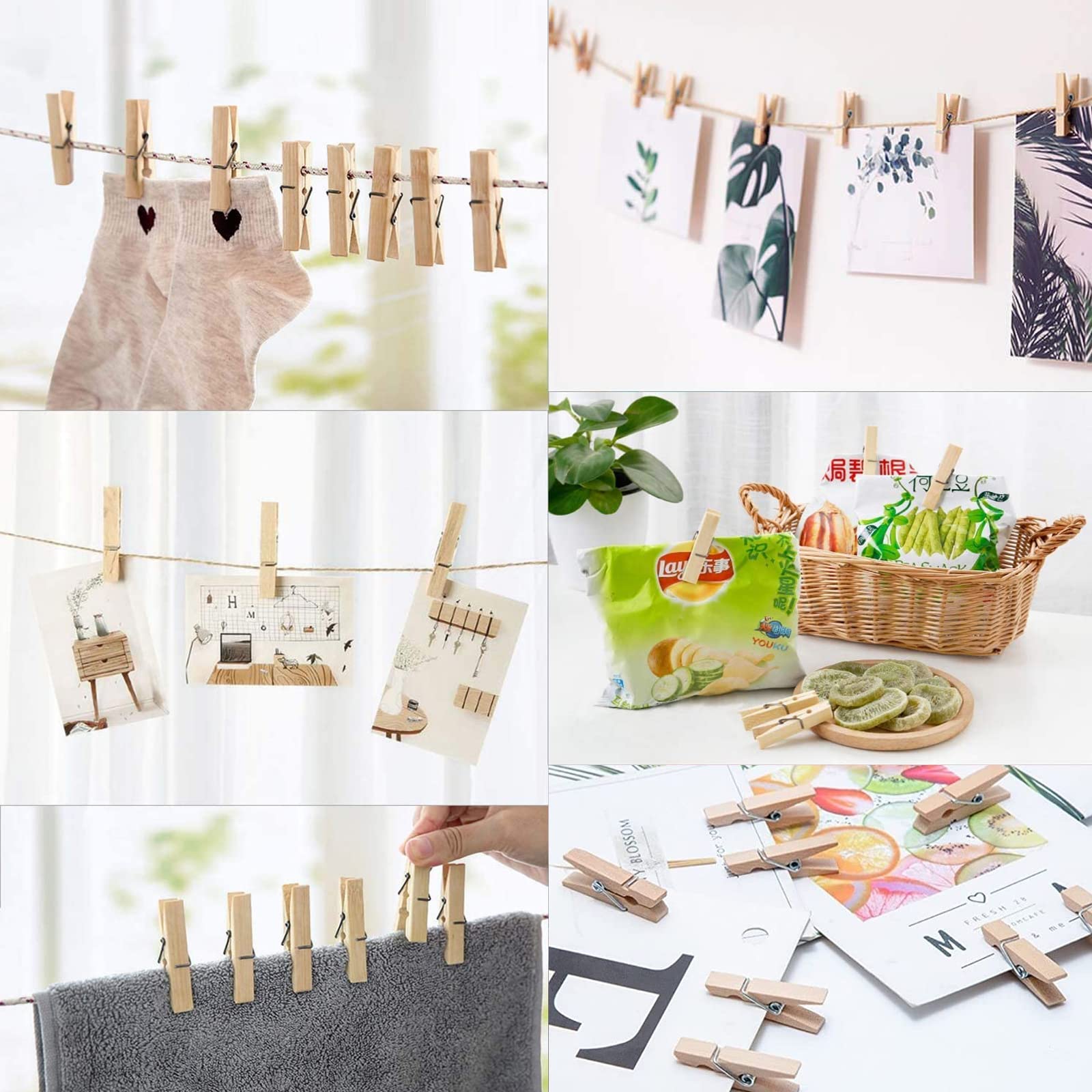 100 Pinces En Bois Décoratives - 2.5cm, Mélange Blanc/noir, Pour Mariage