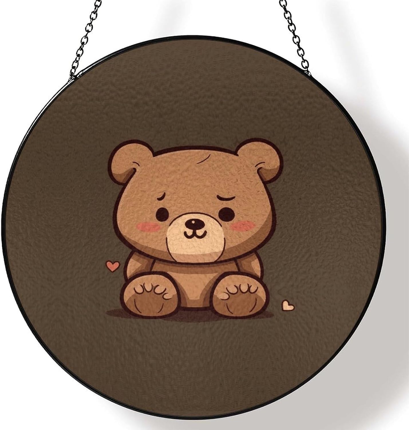 Cartoon Brown Cute Bear Stained Glass Suncatcher for Garden, Window Hanging image 4