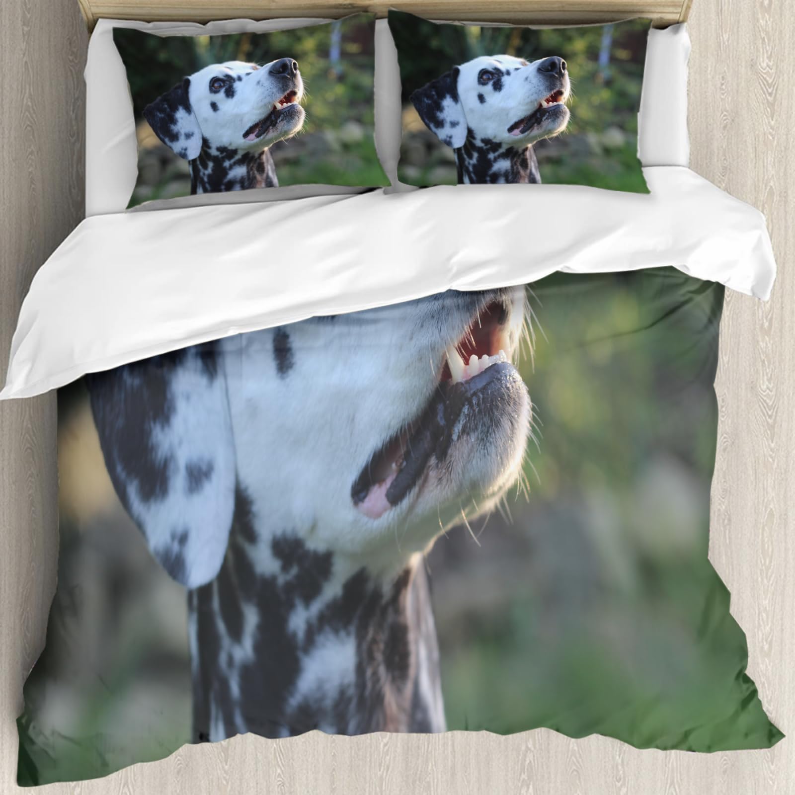 Housse de couette hypoallergénique 228x264cm motif dalmatien pour literie saine