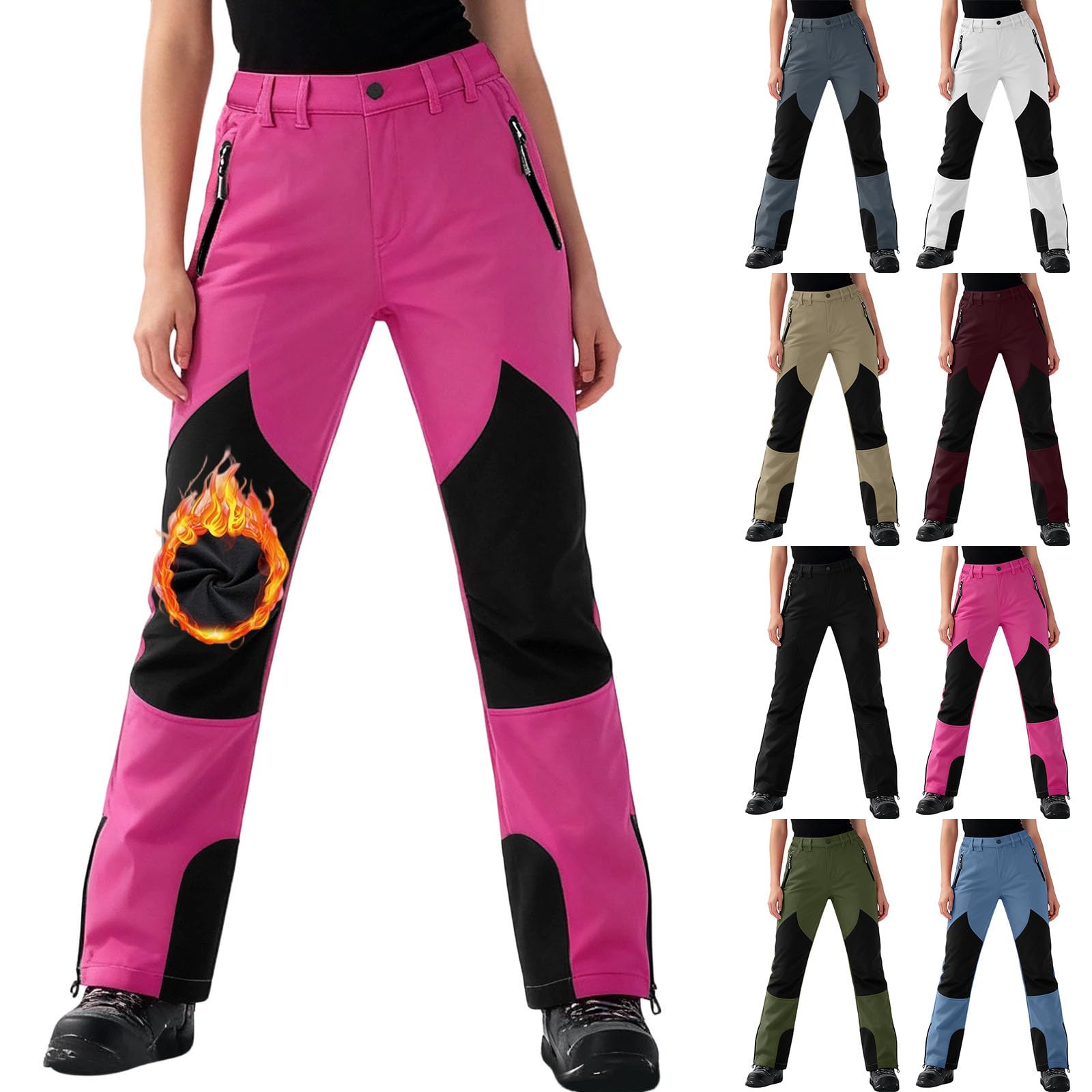 AACH Skihose Damen Warme Schneehose Winter Outdoor Skianzug Winddicht Wanderhose Fleece Gefütterte Funktionshose Wasserdicht Trekkinghose Mode Snowboardhose mit Taschen Softshellhose