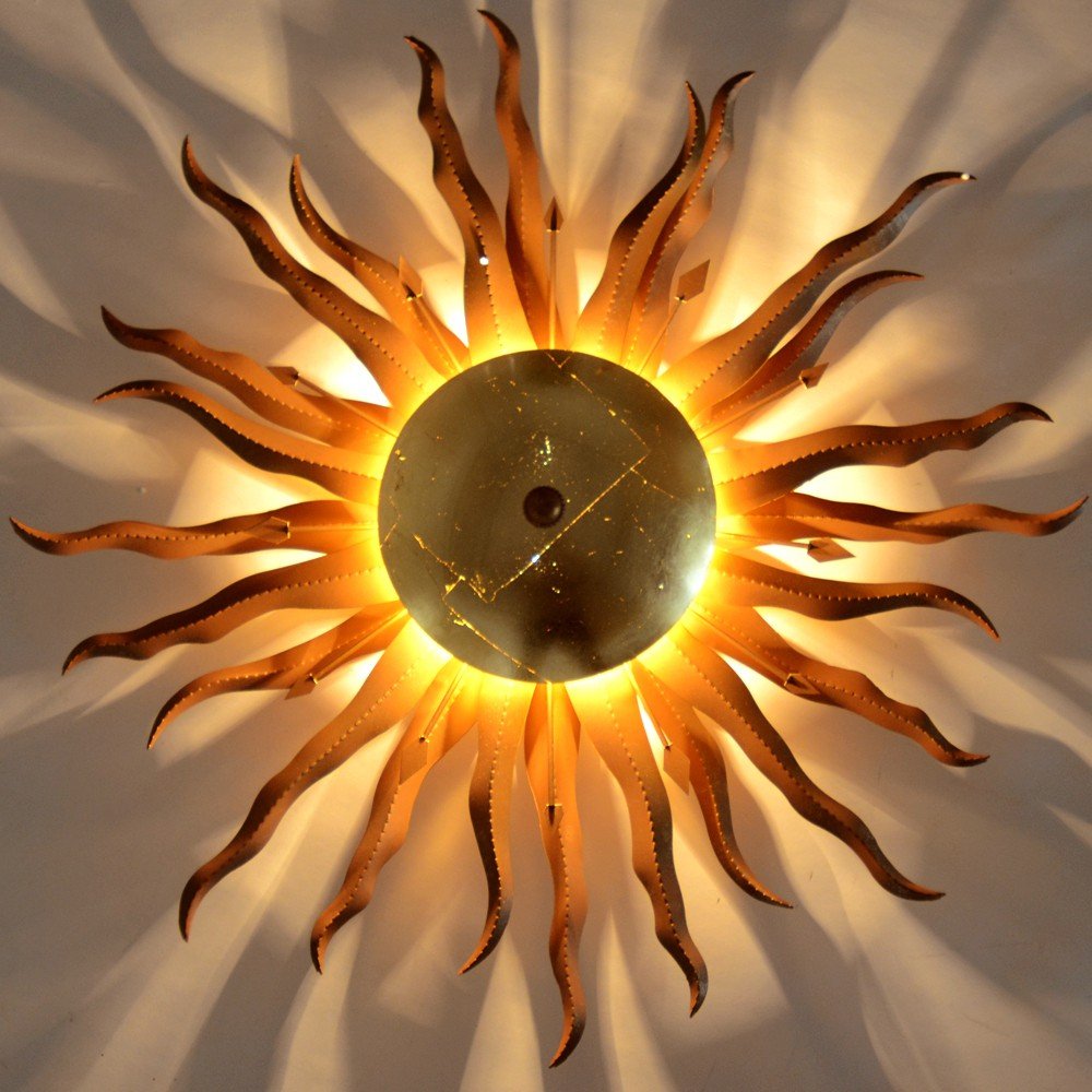 s.LUCE Diator XL handgeschmiedete Sonne Rost & gold Deckenlampe Beleuchtung