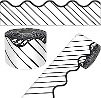 Vista 41 de Carson Dellosa Farmhouse 65 pies de bordes de tablaroca de gingham negro y blanco para tablón de anuncios, 1 rollo de borde festoneado para pizarra