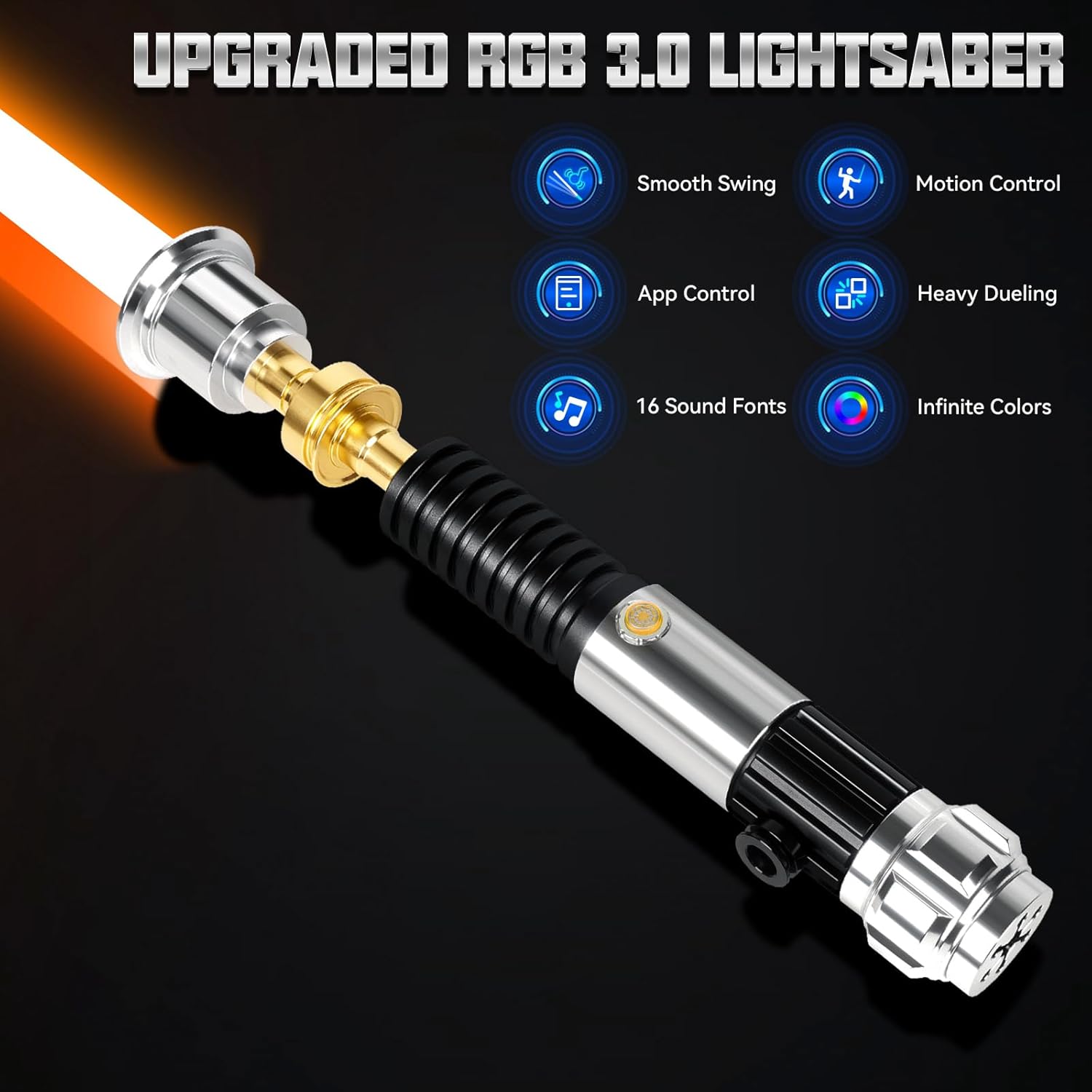 Smooth Swing Lightsaber, Premium Metal Hilt Dueling Light Saber, APP Control 16 Sound Effects with Infinite RGB Colors Change, Motion Control FX Sabers for Adults and Role Play (44in)
