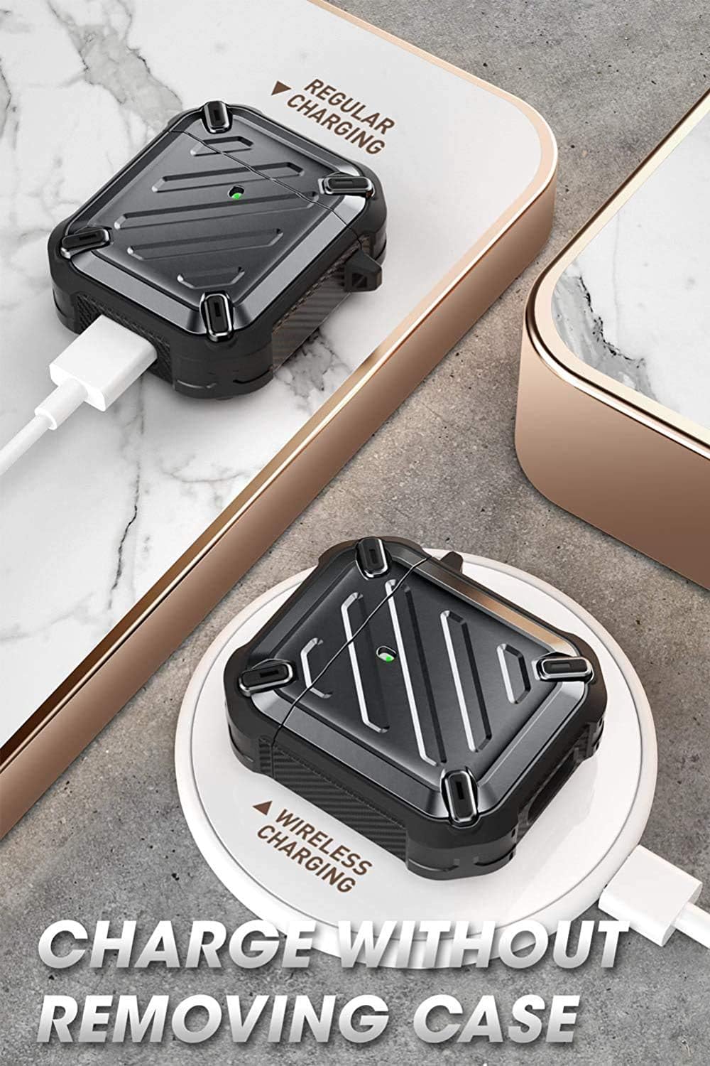 Flash Deals - 70% OFF SUPCASE Unicorn Beetle Pro Series Case Designed for Airpods 1 & 2, Full-Body Rugged Protective Case with Carabiner for Apple Airpods 1st & 2nd (Black)