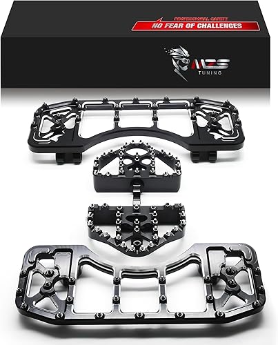 MZS Estribos de motocicleta para pasajeros y conductor, clavijas anchas para pie estirado, color negro, compatible con Dyna FLD/Electra Road Street