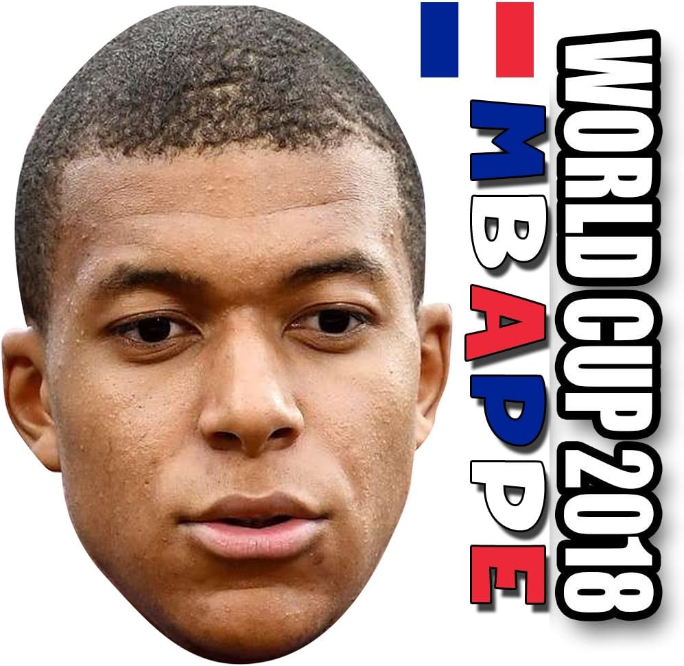 FoxyPrinting Kylian Mbappe - FRANCE Football World Cup 2018 Celebrity Cardboard Party Face Mask Fancy Dress