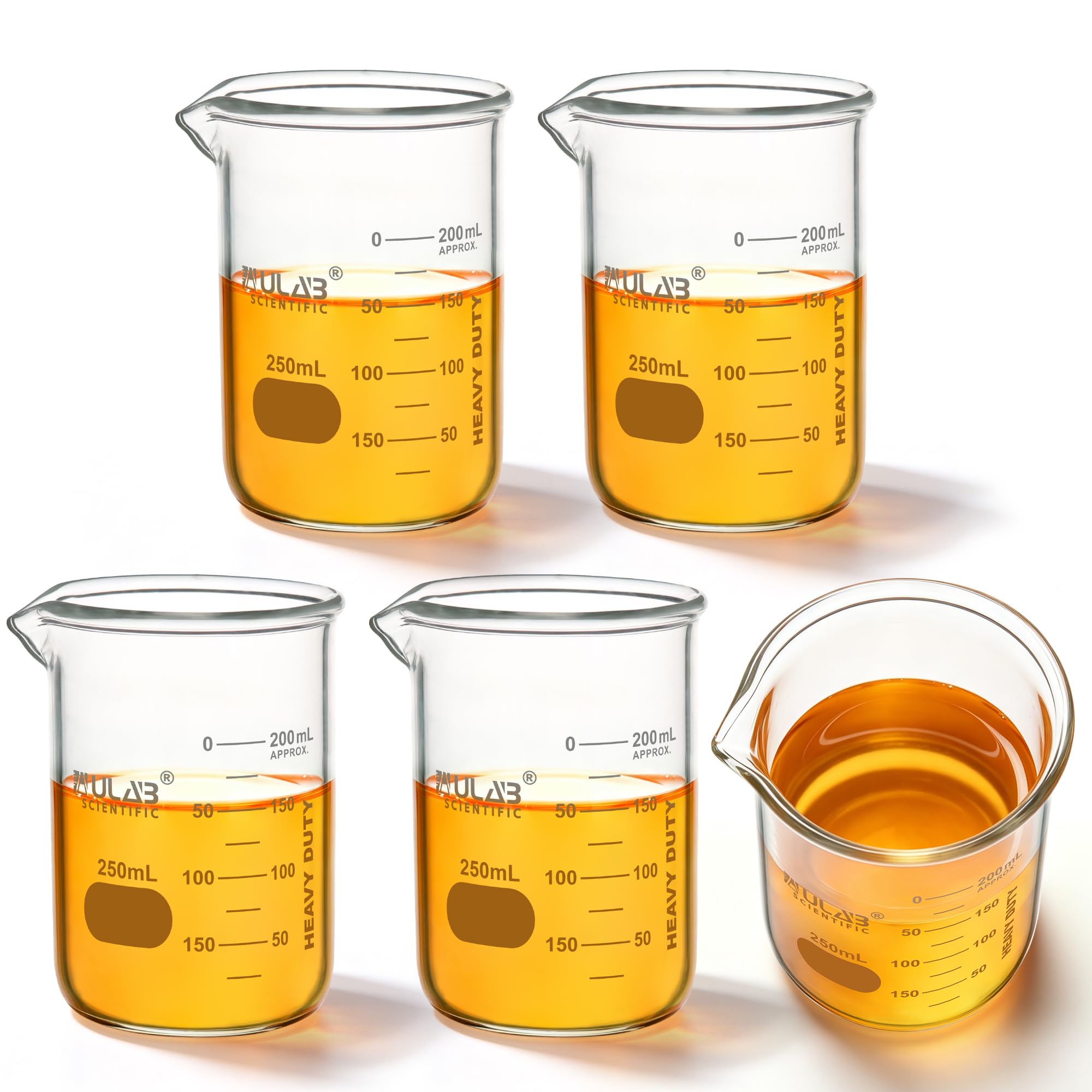 ULAB Scientific Glass Beaker Set, Vol. 200ml, 3.3 Borosilicate Griffin Low Form with Printed Graduation, Pack of 6, UBG1022 — Amazon image 16