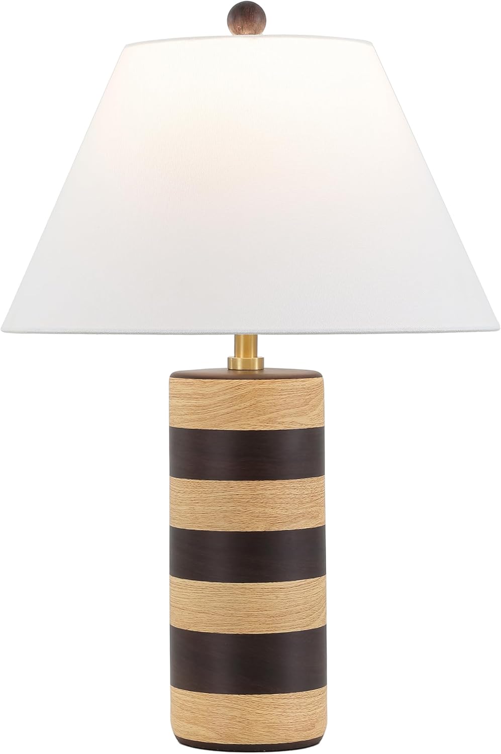 SAFAVIEH Lighting Collection Shea Light Brown & Dark Brown Stripe 24-inch Table Lamp for Bedroom, Living Room, Home Office, Desk, Nightstand (LED Bulb Included)