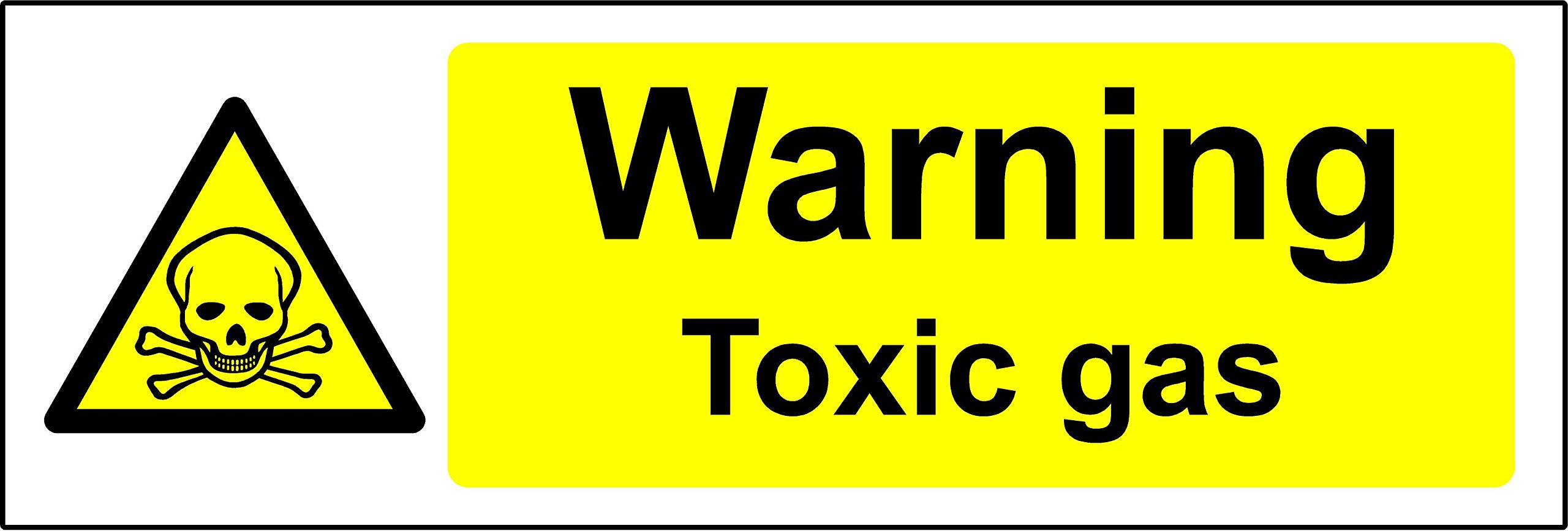 Warning toxic gas Safety sign - Self adhesive sticker 150mm x 50mm
