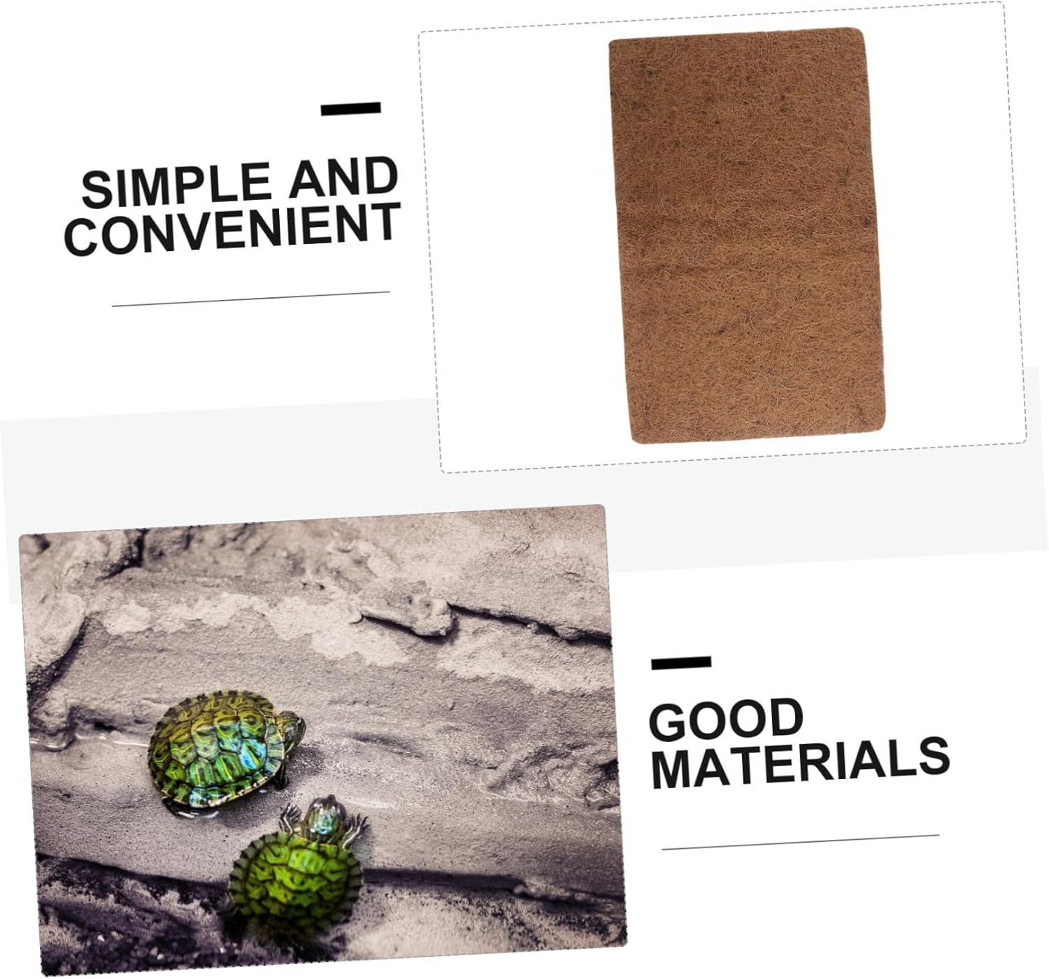 Mikikit 3Pcs Natural Coconut Fiber Reptile Mat Breathable Bedding Liner for Tortoise Lizard and Snake Terrariums Reptile Supplies