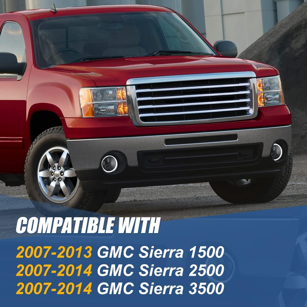 Auto Dynasty Full LED Projector Fog lights Compatible with 07-14 GMC Sierra 1500 2500 3500, Paw Print Front Bumper Driving Fog Light Lamps with Switch & Wiring Harness, Black Housing