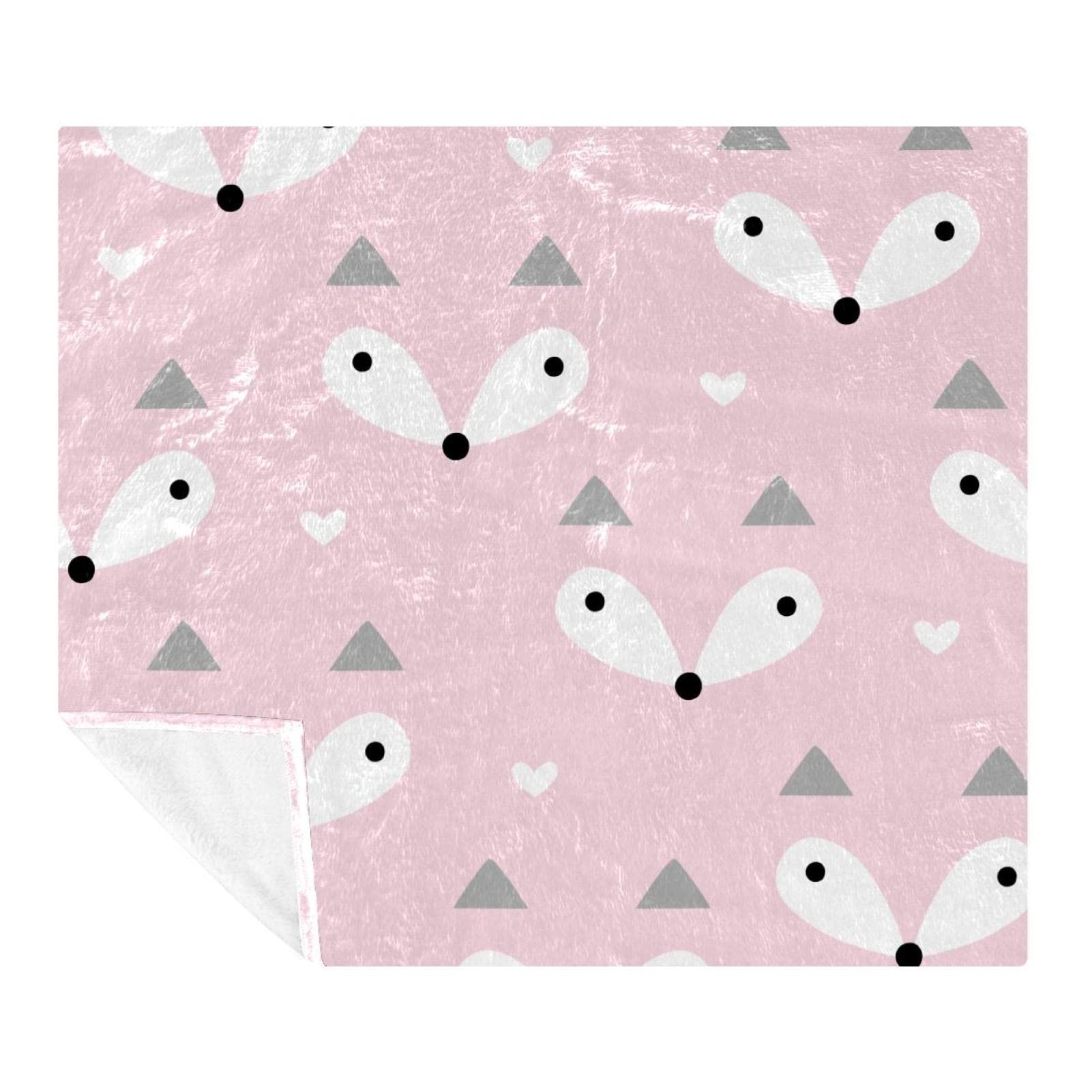 Couverture enfants et adultes motif renard pastel, cadeau idéal