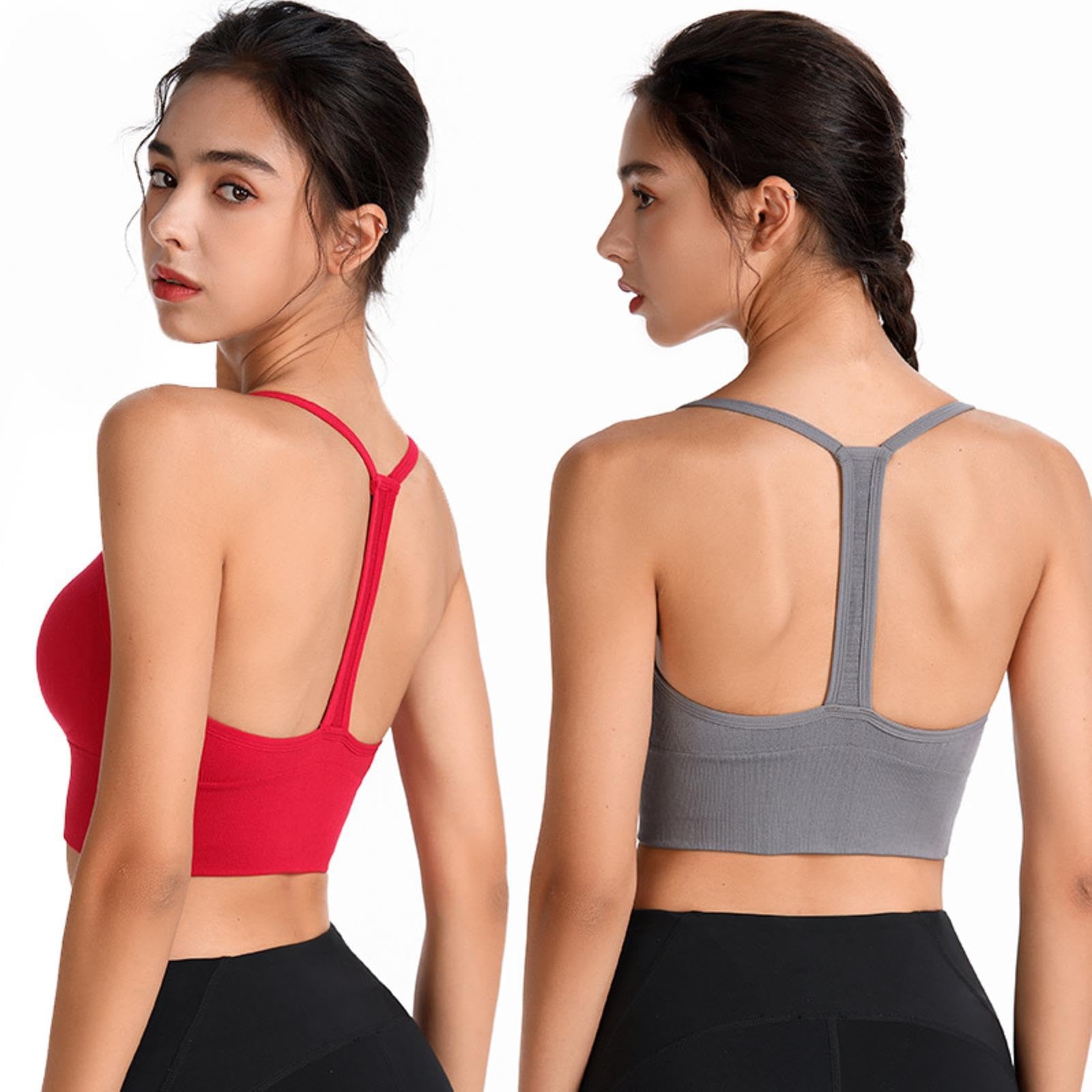 Reggiseno Sportivo da Donna Crop Top Tessuto Super Morbido Spalline Larghe Top da Palestra Tinta Unita Abbigliamento Sportivo Sexy Top Sportivo per Reggiseni Attivi all'aperto