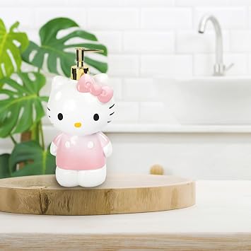 Jay Franco Hello Kitty Soap Dispenser - Pink Resin Pump for Lotion, Liquid Soap or Hand Sanitizer - Bathroom Decor
