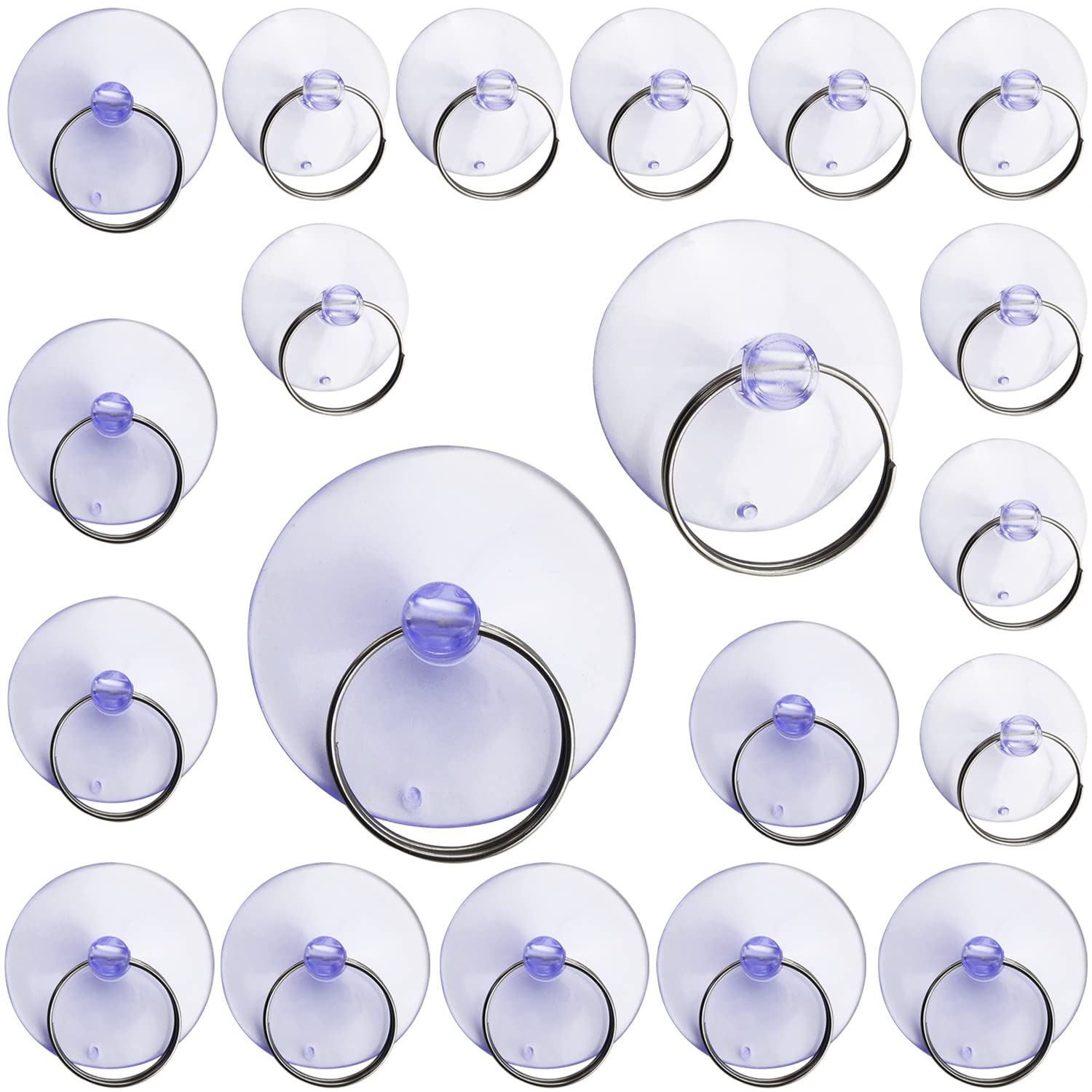 JianLing 20pcs Plastic Suction Cup with Ring Transparent Key Ring Suction Cups Sucker for Window Kitchen Wall Hook Hanger (10pcs 35mm + 10pcs 40mm)