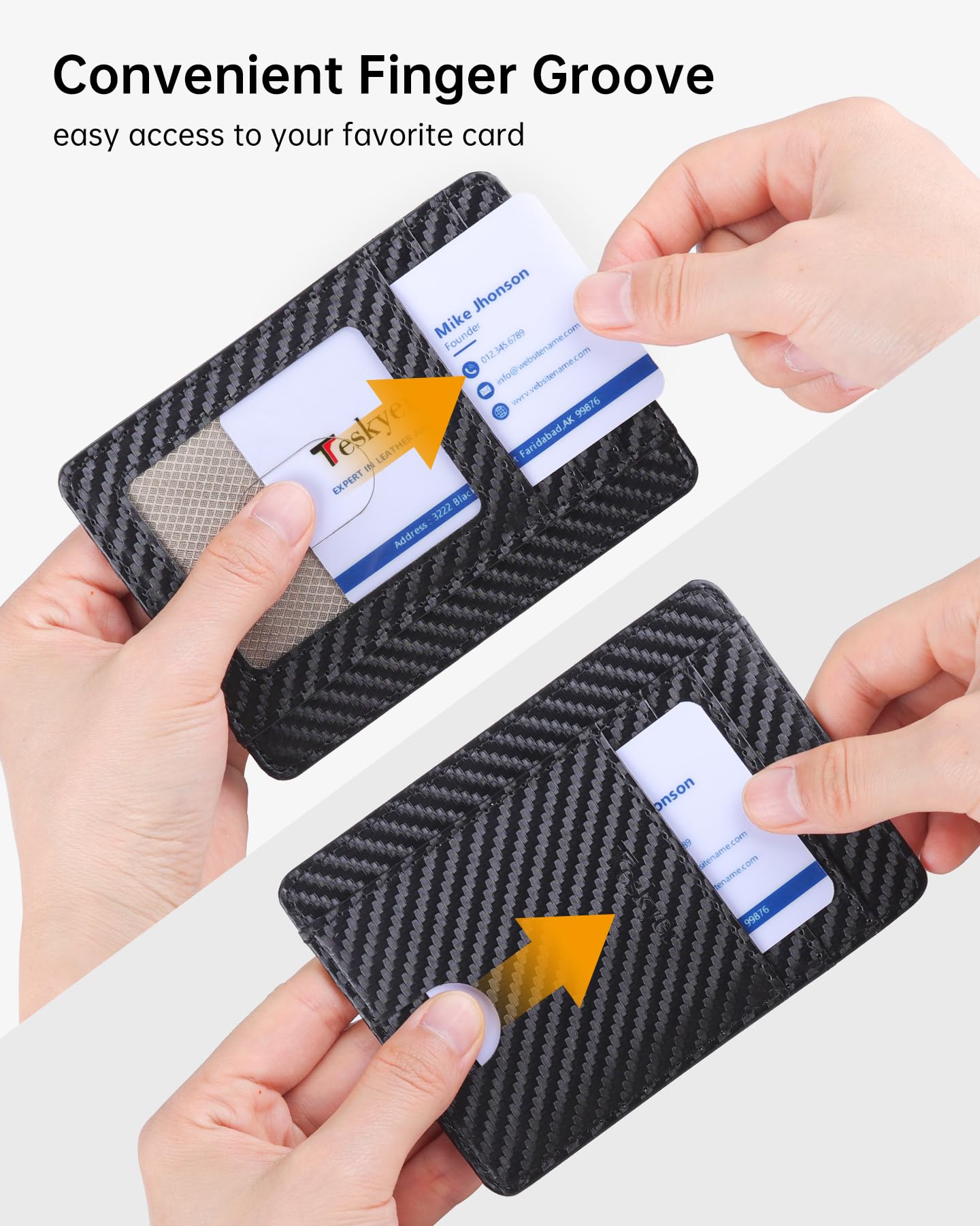 Teskyer Porta Carte Credito Uomo, Portafoglio Uomo Piccolo Sottile, Protezione RFID, Design Minimalista, Weave Nero