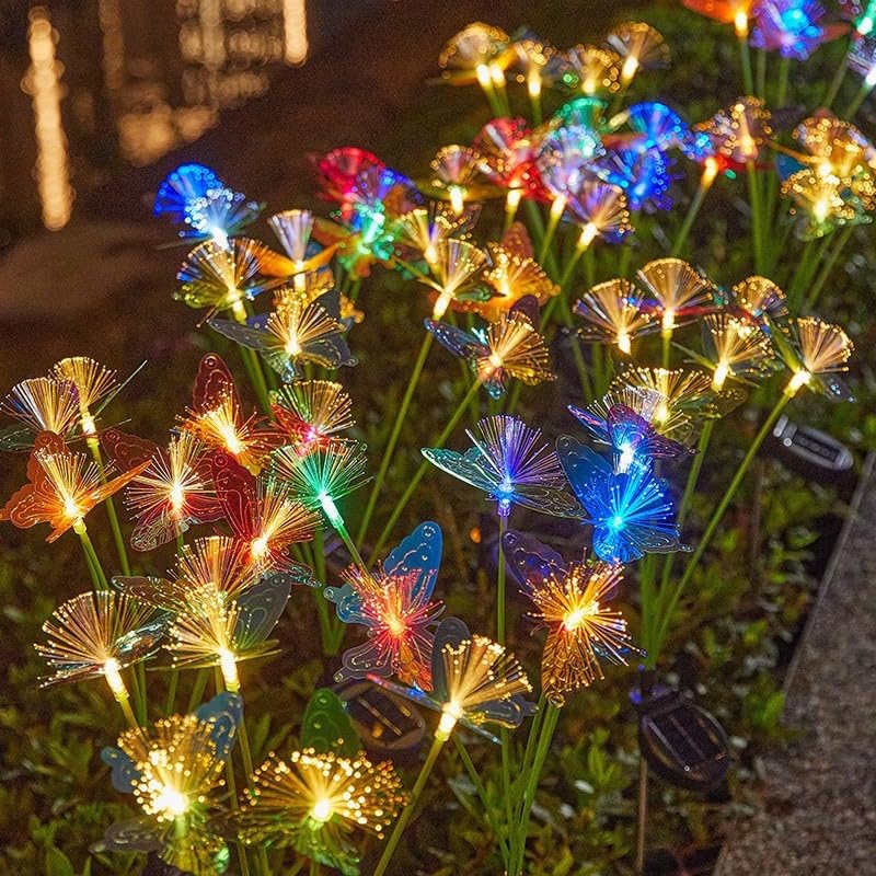 YZYOE 4 Pack 10LED Outdoor Solar Ground Inserted Warm Light Butterfly Lamps,Waterproof Courtyard Atmosphere Decorative Lights,2 Modes DIY Path Light - Image 4
