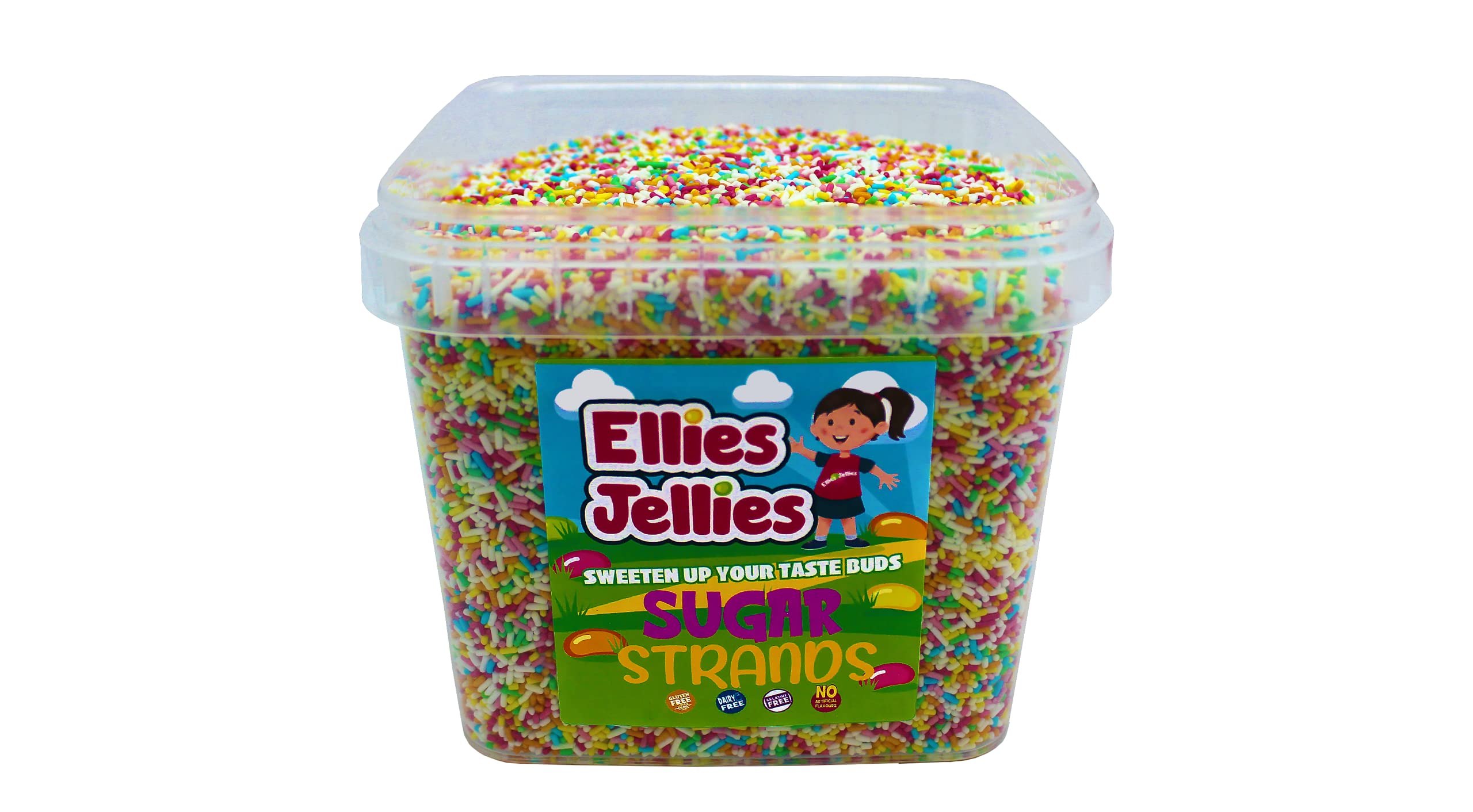 Ellies Jellies Assorted Sugar Strands 830g Square Tub