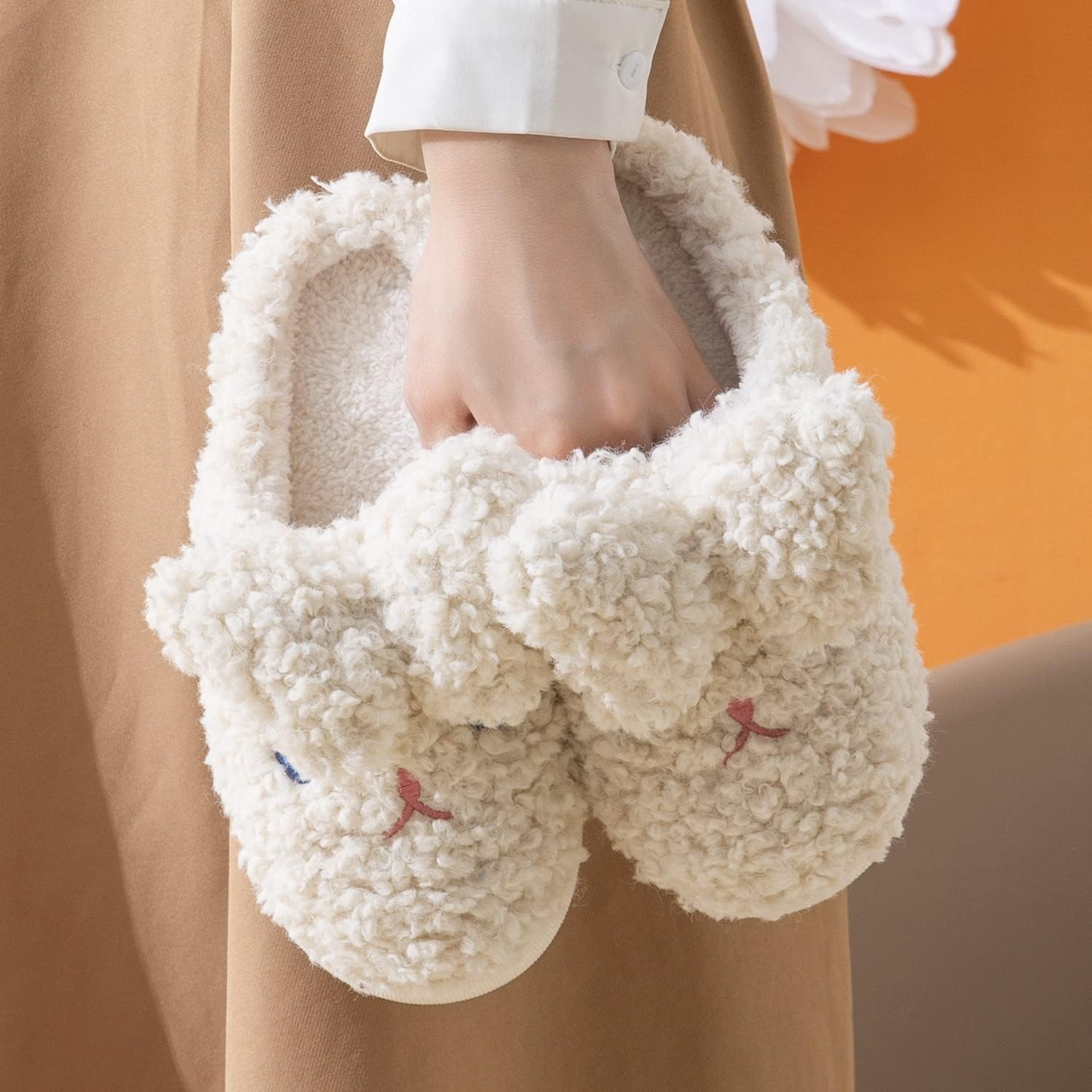 Bunny Slippers for Women Cute Animal Slippers Cozy Memory Foam House Slippers Warm Fleece Lining Soft Plush Non-Slip Sole Indoor Outdoor Shoes