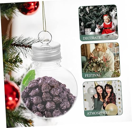 Miniatura 5 de 10 botellas esféricas navideñas de plástico transparente, botellas vacías para bebidas, botellas de leche con tapas, botellas de arte de arena,