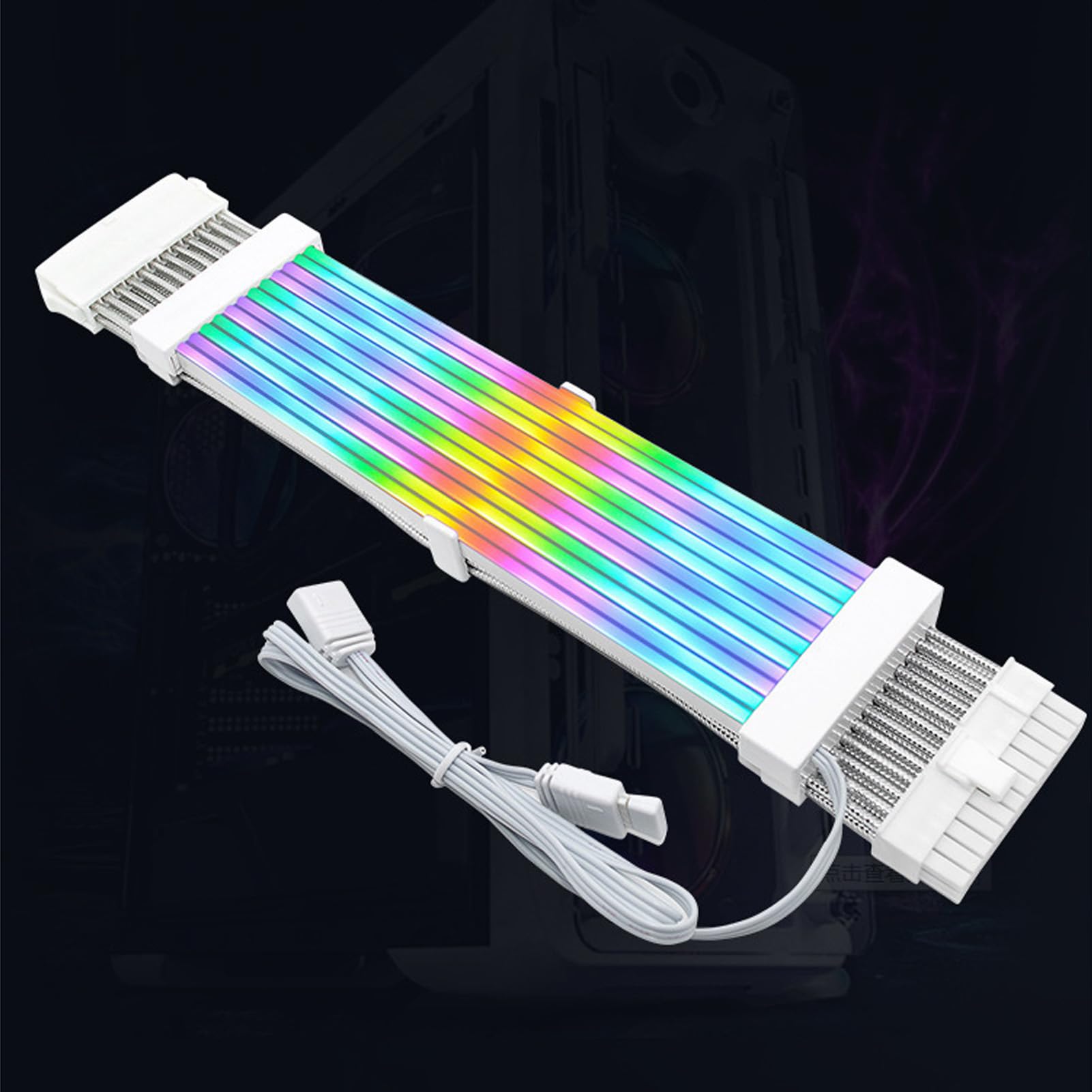 ARGB Neon Light Effect 24Pin Motherboard Power Extension Cable 8Pin Graphics Card Lighting Cable Support 5V 3Pin Sync 18AWG High Specification Power (-2612240183811)