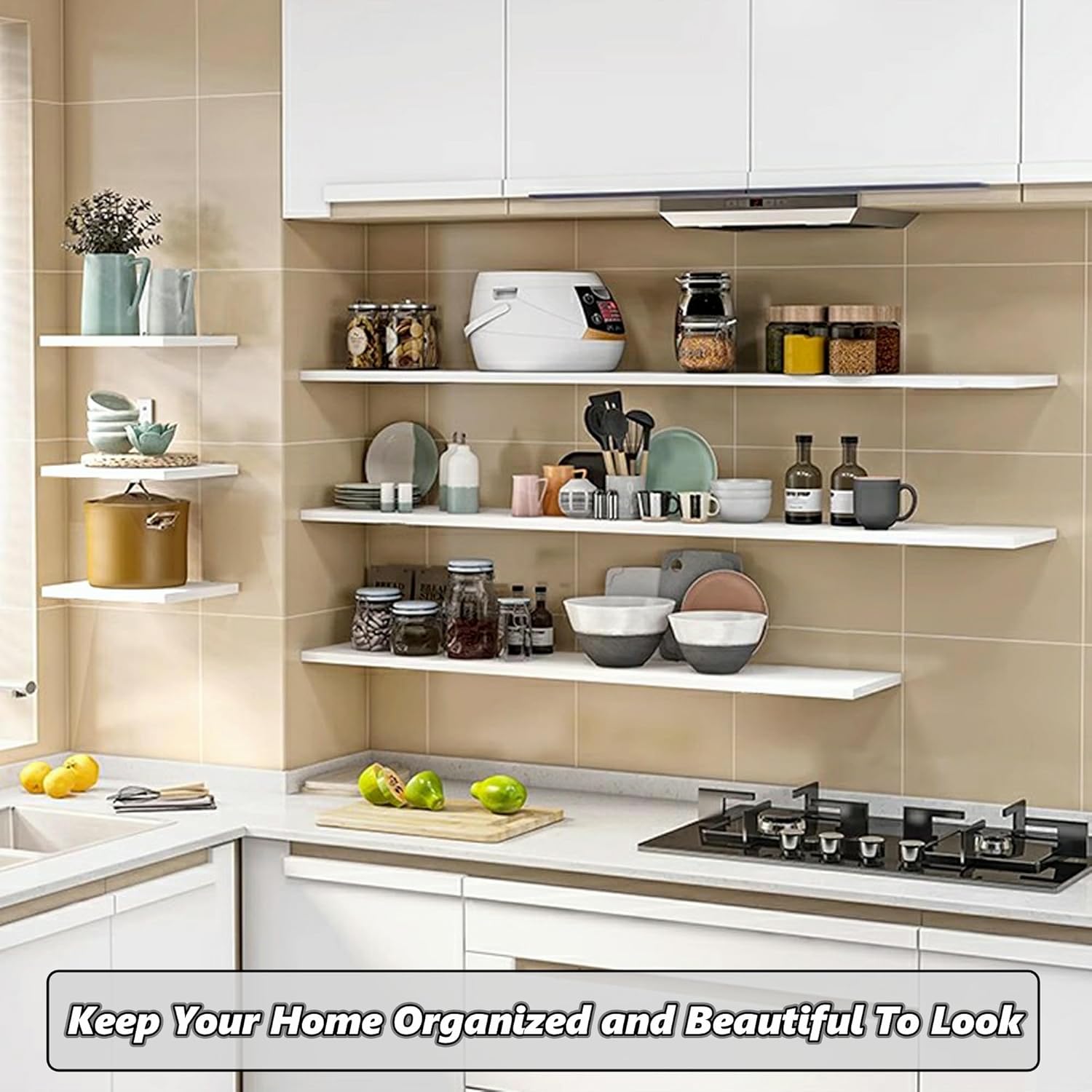 Alise Floating Shelf Brackets 4 Pcs, 90° L Brackets Heavy Duty for Wood, 12in White Brackets for Walls Hidden Shelves, Metal Shelving Supports for Home, Garden, Office and DIY