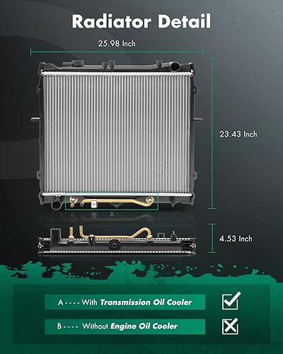 Vista 742 de SCITOO Reemplazo completo del radiador de aluminio para 1993-1998 para Toyota para T100 2.7L 3.0L 3.4L 2090 Radiador